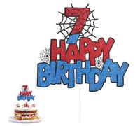 Décoration de Gâteau d'Anniversaire en Forme d'Araignée, Happy Birthday Decoration Gateau Double Face Cake Topper Anniversaire Topper Gateau pour Garçons et Filles(Numéro 7)