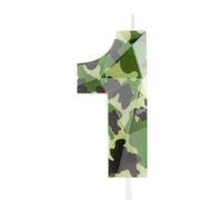 Décoration de gâteau d'anniversaire en forme de chiffre 1 - Motif camouflage 3D - Pour le 1er anniversaire de garçon - Motif camouflage