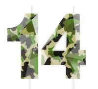 Décoration de gâteau d'anniversaire en forme de chiffre 14 - Motif camouflage 3D - Thème militaire - Pour fête d'anniversaire - Pour garçons - Pour fête de chasse - Motif camouflage