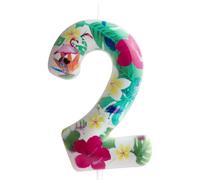 Décoration de gâteau d'anniversaire en forme de flamant rose en forme de chiffre 2 - Fournitures de fête d'anniversaire - Fleurs tropicales hawaïennes blanches sur le thème des fleurs tropicales