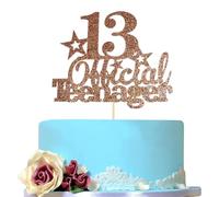 Décoration de gâteau d'anniversaire « Happy 13th Birthday » à paillettes officielles pour adolescent, 13e anniversaire (or rose)