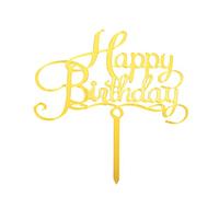Décoration de gâteau d'anniversaire « Happy Birthday » - En acrylique - Doré - (HP2)