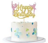 Décoration de gâteau d'anniversaire « Happy Birthday » pour danseuse de princesse - Fournitures de gâteau pour les amateurs de ballerine sportive - Décoration de fête prénatale avec inscription « It's