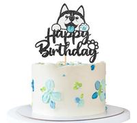 Décoration de gâteau d'anniversaire Husky « Happy Birthday » - Fournitures de gâteau d'anniversaire pour chien et chiot - Let's Pawty - Décorations de fête d'anniversaire pour fête prénatale d'enfant
