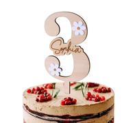 Décoration de gâteau d'anniversaire personnalisée en bois, marguerite 3D, décoration de gâteau d'anniversaire pour fille et garçon, parfaite pour une fête prénatale
