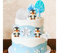 Décoration de gâteau d'anniversaire pingouin Décoration de gâteau Thème polaire Penguin Décoration de fête d'anniversaire