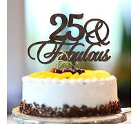 Décoration de gâteau d'anniversaire pour 25e anniversaire - 25e anniversaire - Fabuleux nom personnalisé - Tout numéro d'âge - 25e anniversaire de mariage - Cadeau souvenir pour lui et elle - Bois