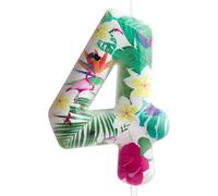 Décoration De Gâteau D'anniversaire Pour 4e Anniversaire - Flamant Rose - Fournitures De Fête D'anniversaire - Fleurs Tropicales Hawaïennes Blanches Sur Le Thème Des Fleurs Tropicales Hawaïe[Z4728]