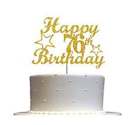 Décoration de gâteau d'anniversaire pour 76 ans - Paillettes dorées - Qualité supérieure - Bâton acrylique double face - Fabriquée aux États-Unis