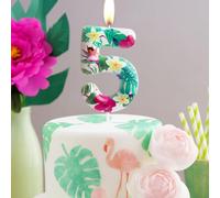 Décoration De Gâteau D'anniversaire Pour 8e Anniversaire - Flamant Rose - Fournitures De Fête D'anniversaire - Fleurs Tropicales Hawaïennes Blanches Sur Le Thème Des Fleurs Tropicales Hawaïe[Z4733]