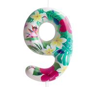 Décoration De Gâteau D'anniversaire Pour 9e Anniversaire - Flamant Rose - Fournitures De Fête D'anniversaire - Fleurs Tropicales Hawaïennes Blanches Sur Le Thème Des Fleurs Tropicales Hawaïe[Z4731]