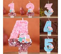Décoration de gâteau d'anniversaire pour enfants, bougie numérique décorative en forme de cochon, bougie numéro 0-9 délicate pour garçons et filles, cadeau de fête 1