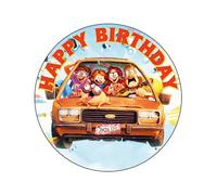 Décoration de gâteau d'anniversaire ronde comestible Mitchells vs. the Machines - 19,1 cm