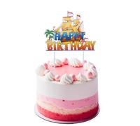 Décoration de Gâteau d'Anniversaire Sur Le Thème Des Dessins Animés, Étoiles de Mer Cocotiers et Bateau Idéale pour Une Fête d'Anniversaire Garçon Ou Fille