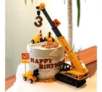 Décoration de gâteau de Construction d'ingénierie 0-9, décor de gâteau de camion de tracteur de fête d'anniversaire pour enfants d'un an, gâteau de réception-cadeau pour bébé garçon de 1er 1pcs