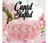 Décoration de gâteau de fiançailles en acrylique avec citation « Cupid Is Stupid » « Mr and Mrs » - Personnalisable - Noir