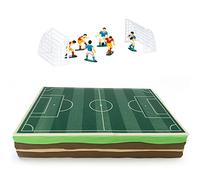 Décoration de gâteau de football terrain comestible en feuille de sucre vert rectangle 29 x 19 cm, 6 joueurs et 2 cages pour anniversaires, fêtes et célébrations