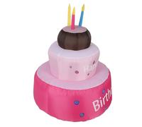 Décoration de Gâteau de Joyeux Anniversaire Gonflable, Joyeux Anniversaire Décoration 210T Polyester LED Lire Lago Ci-Dessus pour Gonfler 66,9 Pouces pour Le (Prise UE 220-240v)