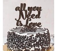 Décoration de gâteau de mariage « All You Need Is Love Bride and Groom » - Silhouette romantique - Pour fiançailles, future mariée - Cadeau de fête prénuptiale - Bois