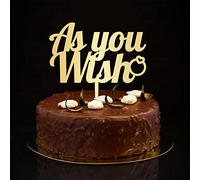 Décoration de gâteau de mariage « As You Wish » - Silhouette de Mr et Mrs - Personnalisable - Rustique - Mariée et marié - Pour fiançailles, future mariée - Cadeau de mariage pour couple - Doré - 15,2