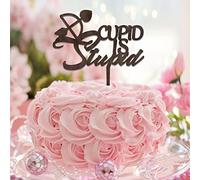 Décoration de gâteau de mariage avec citation « Cupid Is Stupid » « Mr and Mrs » - Bois marron - Personnalisable - Pour enterrement de vie de jeune fille - Cadeau de fiançailles pour couple