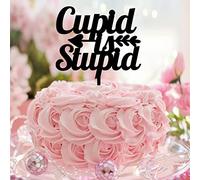 Décoration de gâteau de mariage avec citation « Cupid Is Stupid » - Mr et Mrs - Personnalisable - En acrylique - Noir