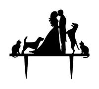 Décoration de gâteau de mariage avec des chiens et des chats - Silhouette d'animal - Décoration de mariage et de fiançailles