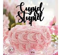 Décoration de gâteau de mariage « Cupid Is Stupid Mr And Mrs » en acrylique noir pour fiançailles et futures mariés