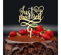 Décoration de gâteau de mariage en acrylique doré effet miroir « Just Married »