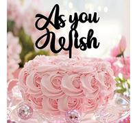 Décoration de gâteau de mariage en acrylique noir avec inscription « As You Wish » « Mr & Mrs » - Personnalisable - Mariée et marié - Fournitures de fête - Cadeaux de mariage pour couple