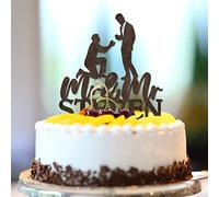Décoration de gâteau de mariage en bois marron Mr & Mr Silhouette Gay Lui et Lui Romantique Cake Topper Love Gay Wedding Party Supplies Personnaliser Nom Est Date Gay Mariage Fiançailles Cadeaux 15,2