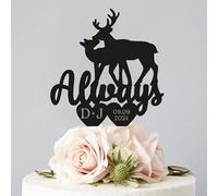 Décoration de gâteau de mariage en forme de cerf Buck and Doe rustique « Always Deer Couple Mr Mrs » - 15,2 à 19,8 cm - Pour fête, gâteau, amoureux, jeunes mariés