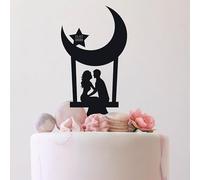 Décoration de gâteau de mariage en forme de lune avec inscription « Love You to the Moon » et « Back » - 15,2 à 19,8 cm - Silhouette en acrylique personnalisée