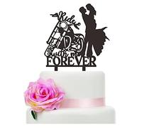 Décoration de gâteau de mariage en forme de moto « Ride with Me Forever », « Bride and Groom » avec moto pour mariage/anniversaire/fête prénuptiale