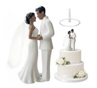 Décoration de Gâteau de Mariage Figurines de Gâteau de Mariage Blanc | Résine Figurine Couple de Jeunes Mariés Décoration de Table Figurines Saint-Valentin 11cm × 5cm