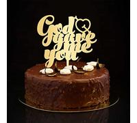 Décoration de gâteau de mariage « God Gave Me You » - Silhouette rétro « Mr and Mrs » - Décoration de gâteau de fiançailles - Cadeau de fête prénuptiale - Doré - 15,2 cm