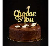Décoration de gâteau de mariage « I Choose You Mr & Mrs » à paillettes dorées personnalisables pour fête prénuptiale, enterrement de vie de jeune fille, enterrement de vie de jeune fille
