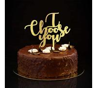 Décoration de gâteau de mariage « I Choose You » « Mr & Mrs » - Élégante mariée et marié - Pour future mariée et marié - Décorations de mariage, cadeaux de fiançailles pour couple - Doré pailleté