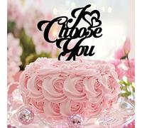 Décoration de gâteau de mariage « I Choose You » - Mr & Mrs - Personnalisable - En acrylique - Noir
