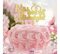 Décoration de gâteau de mariage « Kiss Me At Midnight Country Mr & Mrs » personnalisable pour mariage, fête prénuptiale, cadeaux de fiançailles pour couple Doré pailleté