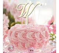 Décoration de gâteau de mariage lettre W monogramme en bois pour anniversaire de mariage, décoration de fête de plage, couronne botanique, choix de lettre, couleur au choix, cadeaux de fiançailles