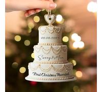Décoration de gâteau de mariage personnalisé pour premier Noël marié, décoration de gâteau de mariage unique, décoration de gâteau de mariage, ornements de Noël plats 2D pour jeunes mariés 2025