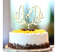 Décoration de gâteau de mariage personnalisée avec monogramme Mr & Mrs Lettres Initiales Feuilles d'eucalyptus Couronne romantique Mariage Douche Prénuptiale Décorations de fête Cadeaux de mariage