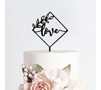 Décoration de gâteau de mariage personnalisée en acrylique avec inscription « Love Script » - Noir - Personnalisez votre propre décoration de gâteau pour mariage, fiançailles, anniversaire de mariage
