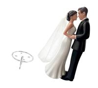 Décoration de gâteau de mariage romantique, figurine de mariée et de marié avec un design élégant de et de voile de dentelle pour la décoration de gâteau d ' anniversaire des mariés
