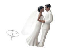 Décoration de gâteau de mariage romantique, figurine de mariée et de marié avec un design élégant de et de voile de dentelle pour la décoration de gâteau d ' anniversaire des mariés