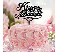 Décoration de gâteau de mariage rustique « Kiss Me At Midnight Mr And Mrs » en acrylique noir