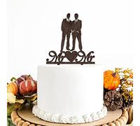Décoration de gâteau de mariage rustique Mr Heart - 2 mariés - Silhouette de même sexe homosexuelle Gay Décoration de mariage rustique LGBT