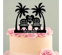 Décoration de gâteau de mariage sur la plage, palmier tropical hawaïen, voyage pour la plage, 15,2 à 19,8 cm, pour gâteau, amoureux, jeunes mariés