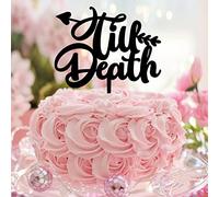 Décoration de gâteau de mariage « Till Death » en acrylique noir « Mr and Mrs » - Personnalisable - Rétro - Mariée et mariés - Pour mariage, fiançailles, fête prénuptiale - Cadeau pour lui/elle